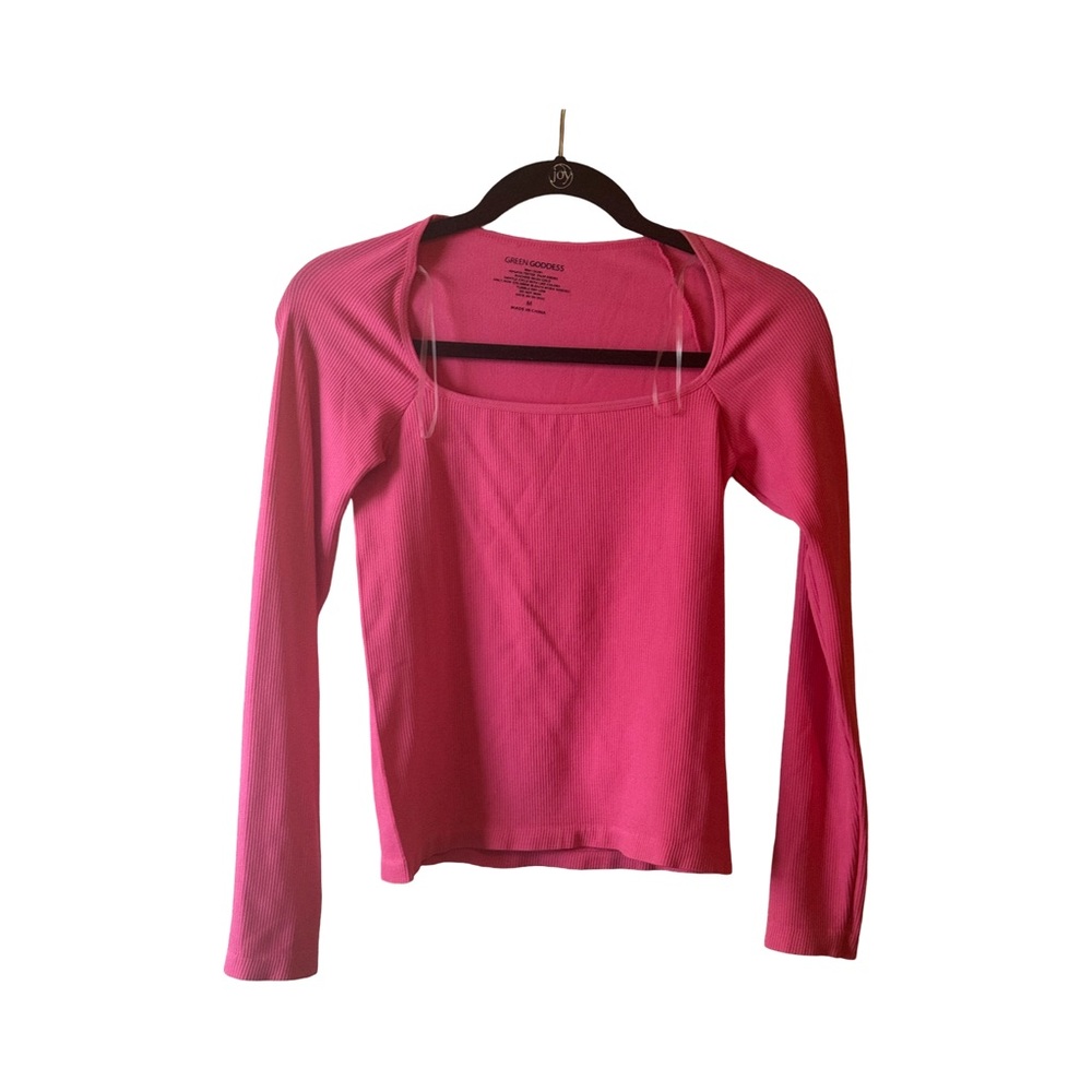 Hot pink ribbed seamless top